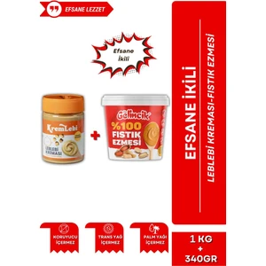 2'li Set Kahvaltılık Sürülebilir Katkısız 340GR Leblebi Kreması + Fıstık Ezmesi 1kg