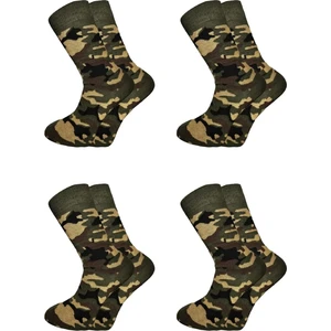 Erkek Kamuflaj Askeri Desenli Pamuklu Soket Uzun Çorap 4'lü Paket