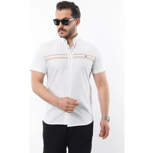 Erkek Kısa Kollu Slim Fit Yazlık Çift Çizgili Gömlek