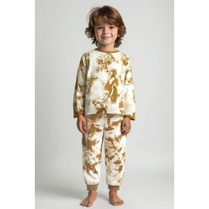 Unisex Çocuk Desenli Pijama Takımı - Camel