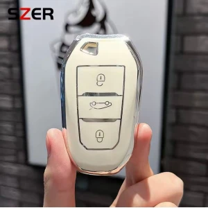 Citroen C4X Sustasız Anahtar Kılıfı Beyaz-Gümüş