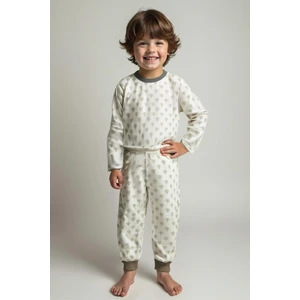 Unisex Çocuk Desenli Pijama Takımı - Bej