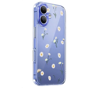 3gen Case İphone 16 Uyumlu Minik Papatyalar Desenli Şeffaf Silikon Kılıf