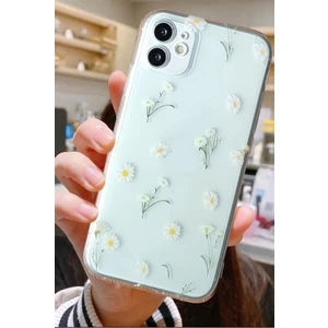 3gen Case İphone 11 Uyumlu Minik Papatyalar Desenli Şeffaf Silikon Kılıf
