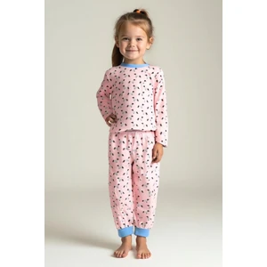 Unisex Çocuk Desenli Pijama Takımı - Pembe