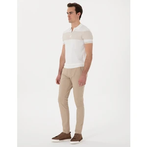 Pierre Cardin Erkek Bej Slim Fit Keten Görünümlü Kanvas Pantolon 50308086-VR011