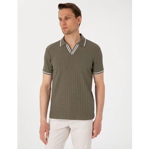 Pierre Cardin Erkek Haki Slim Fit Örme Dokulu Polo Yaka Tişört 50310162-VR027