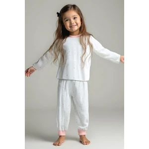 Unisex Çocuk Desenli Pijama Takımı - Ekru