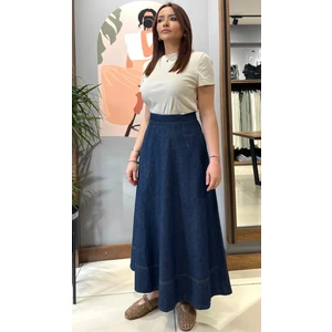 Yüksel Bel Cepli Uzun Kot Etek.