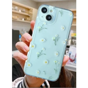 3gen Case İphone 14 Uyumlu Minik Papatyalar Desenli Şeffaf Silikon Kılıf
