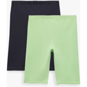 Beli Lastikli Pamuklu 2'li Basic Tayt Seti