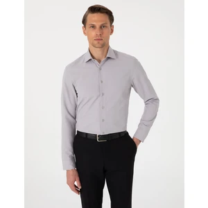 Pierre Cardin Erkek Gri Slim Fit Uzun Kollu Armürlü Gömlek 50307108-VR024