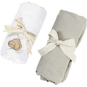 Tiny Lamb Organik Beyaz - Yeşil Renk Lastikli Bebek Çarşafı 60X120CM - 2 Adet