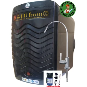 Chem  Montajlı-Pompalı Gold Specıal 12 Litre 7 Filtre 14 Aşama Gümüş Iyon Tatlandırıcı Mineral Alkali 90 Gpd Nano Membranlı  304 Kalite Krom Musluklu 12 Litre Çelik Tanklı Su Arıtma Cihazı