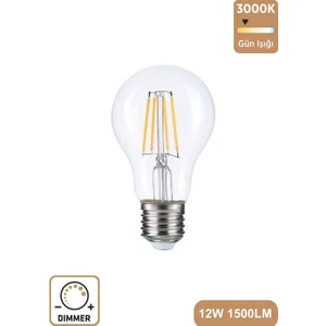 A60 Şeffaf 12W 3000K E27 Günışığı Dimmerli LED Ampul ERD-304