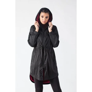 Regular Kadın Kapşonlu  Uzun Kol Siyah Trenchcoat 14274