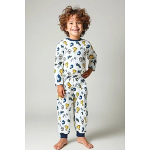 Unisex Çocuk Desenli Pijama Takımı - Lacivert