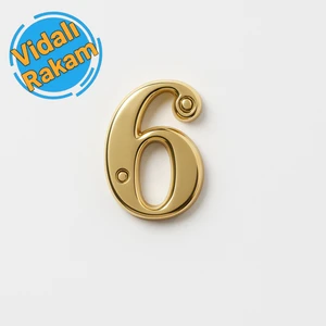 Metal Vidalı Kapı Numarası Gold 6 Numara