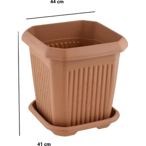 44 Litre Plastik Kare Büyük Boy Bahçe Balkon Salon Çiçek Yada Ağaç Saksı 44*44*41 cm Tabaklı