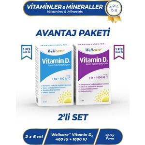 D3 Vitamini 2'li Set - Vitamin D3 400 IU 5 ML & Vitamin D3 1000 IU 5 ML