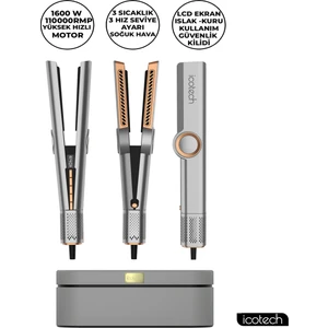 HS50 Pro Gri Airflow Saç Düzleştirici Saç Şekillendirici Saç Maşası