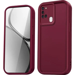 Samsung Galaxy A21S Uyumlu Kılıf Kamera Korumalı Yumuşak Dokulu Darbe Emici Bordo Silikon Kapak