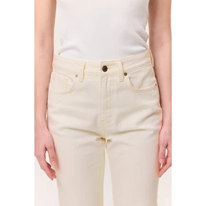 Yüksek Bel Flare Paça Jean Ekru