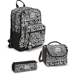 Coral High Siyah Beyaz Geomatrik Desenli 3’lü Okul Çanta Seti SET0123682