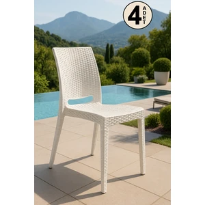 4 Adet Rattan Beyaz Sandalye / Balkon-Bahçe-Teras