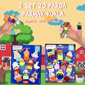 2 Set - 20 Parça Tox Taşıtlar ve Evcil Hayvanlar Parmak Kukla T772 T181
