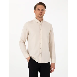 Pierre Cardin Erkek Bej Oxford Slim Fit Kolay Ütülenebilir Gömlek 50306996-VR011