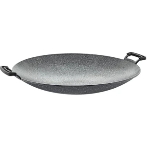 3225 - Tek Parça, Biogranit, Silikon Tutmaçlı 40 Cm. Sac Kavurma Tavası Gri Gövde, Gri Detay