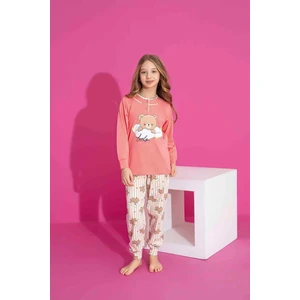 Kıpırık Baby Kız Çocuk Ayıcık Desenli Uzun Kollu Pijama Takımı
