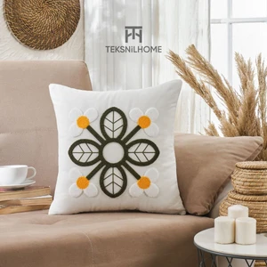 Teksnil Home Punch Nakışlı Papatya Desen 1 Adet Kırlent Kılıfı Dekoratif Yastık Kılıfı 43 x 43 cm