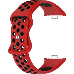 Xiaomi Redmi Watch 4 Uyumlu Kordon Delikli Silikon Kırmızı Siyah