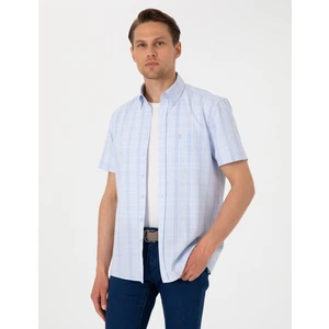 Pierre Cardin Erkek Açık Mavi Regular Fit Kareli Kısa Kollu Gömlek 50307083-VR003