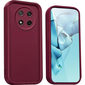 Honor Magic 7 Lite Uyumlu Kılıf Kamera Korumalı Yumuşak Dokulu Darbe Emici Bordo Silikon Kapak