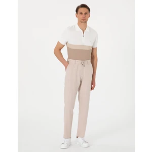 Pierre Cardin Erkek Bej Carrot Fit %100 Keten Beli Lastikli İpli Kanvas Pantolon 50301811-VR011