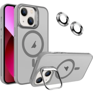 Apple iPhone 13 Uyumlu Kılıf Standlı Mat Magsafe Metal Tuşlu Kamera Lens  Wonk Kapak