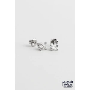 Mozanit Işığı 18 Ayar Beyaz Altın Kaplama Gümüş Tektaş Küpe