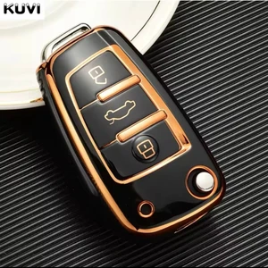 Audi A1 A3 A4 A6 A7 Q2 Q3 Q5 Siyah-Gold Anahtar Kılıfı