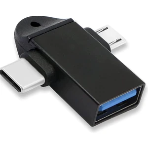 6549 Micro USB Type-C 3 In 1 Dönüştürücü Çevirici Adaptör Otg USB 3.0 Girişli Type-C - Micro USB Dönüştürücü Aparat