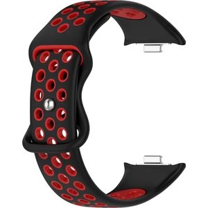Xiaomi Redmi Watch 4 Uyumlu Kordon Delikli Silikon Siyah Kırmızı
