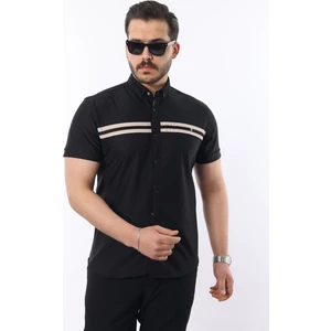 Erkek Kısa Kollu Slim Fit Yazlık Çift Çizgili Gömlek