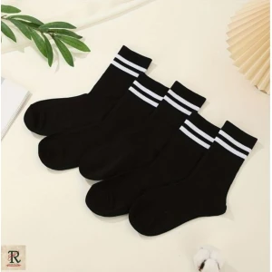 Unisex 5'li Kolej Çemberli Çorap Siyah Tenis Çorap