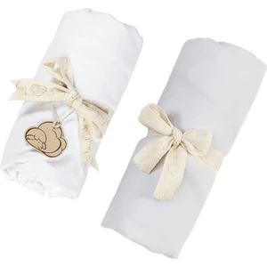 Tiny Lamb Organik Beyaz - Gri Renk Lastikli Bebek Çarşafı 60X120CM - 2 Adet