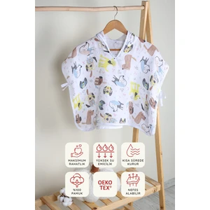 %100 Pamuk Bebek Çocuk Müslin Panço - ZTPANÇO