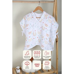 %100 Pamuk Bebek Çocuk Müslin Panço - ZTPANÇO