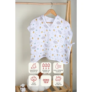 %100 Pamuk Bebek Çocuk Müslin Panço - ZTPANÇO