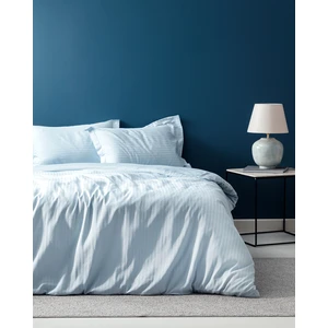 Madame Coco Elicia King Size %100 Pamuk Çizgili Saten Nevresim Takımı - Açık Mavi